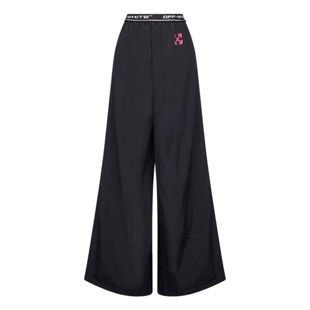 Off White Women Black Nylon Logoband Ny Activewear Trousers - Picture 2 of 2